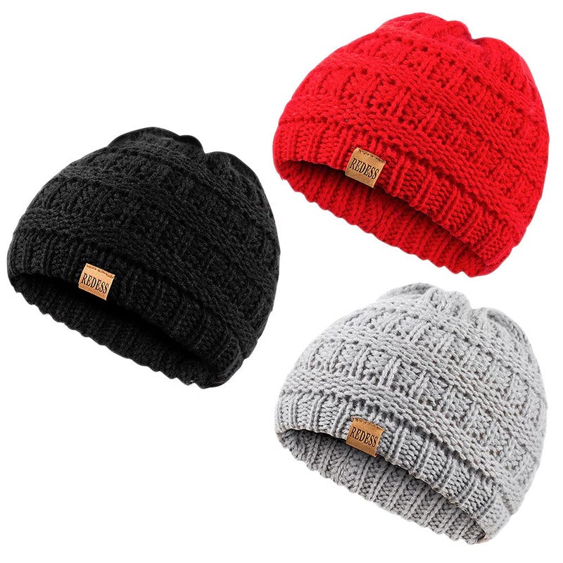 REDESS Baby Kids Winter Warm Hats, Infant Toddler Children Beanie Knit Cap Girls Boys - Image 1